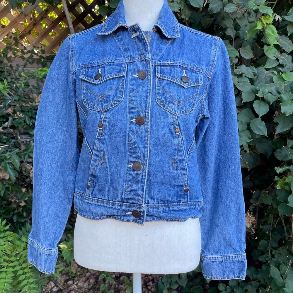 Denim Jean Jacket Cropped Bill Blass Woman’s  Size PETITE Small